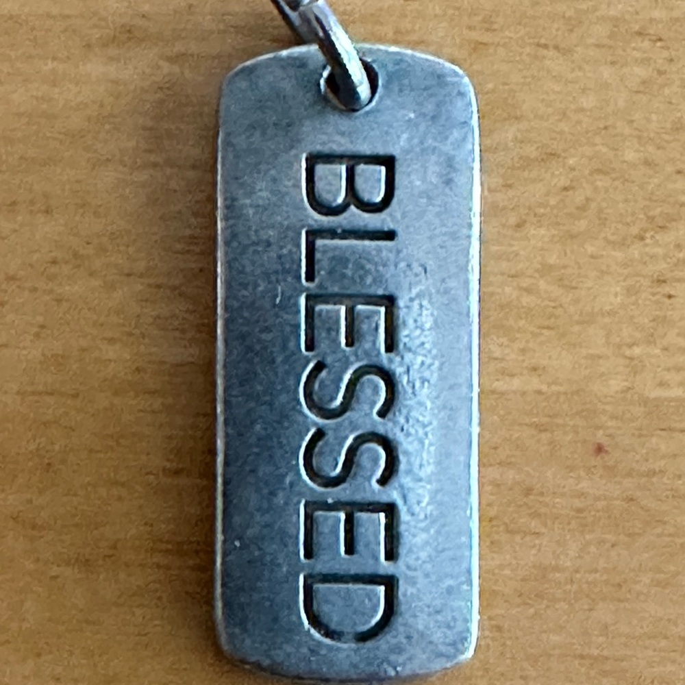 Origami Owl Retired TAGGED Collection Fine Pewter Blessed Engraved Tag Plate 🤍